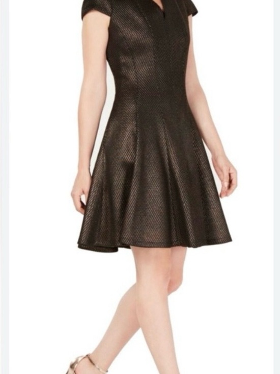 julia jordan Dresses & Skirts - julia jordan Bronze Textured Fit-and-Flare Mini Dress Size 6
